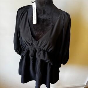 Black Short Sleeve Top - Mustard Seed